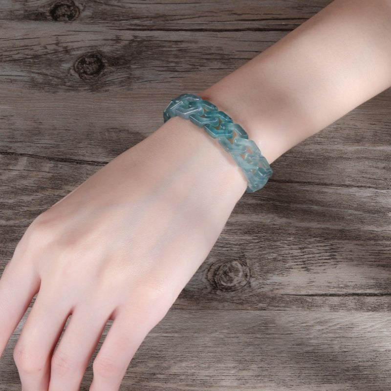 Blue Jade Cuban Bracelet-Confidence Connection
