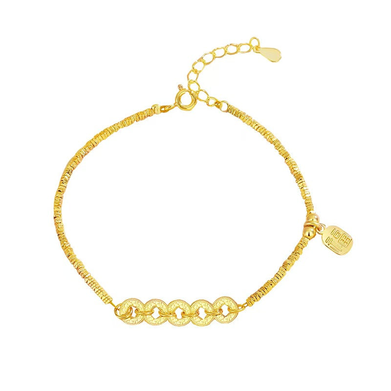 Prosperity Bond – Ice-Crack Five Emperor Coins Silver Bracelet