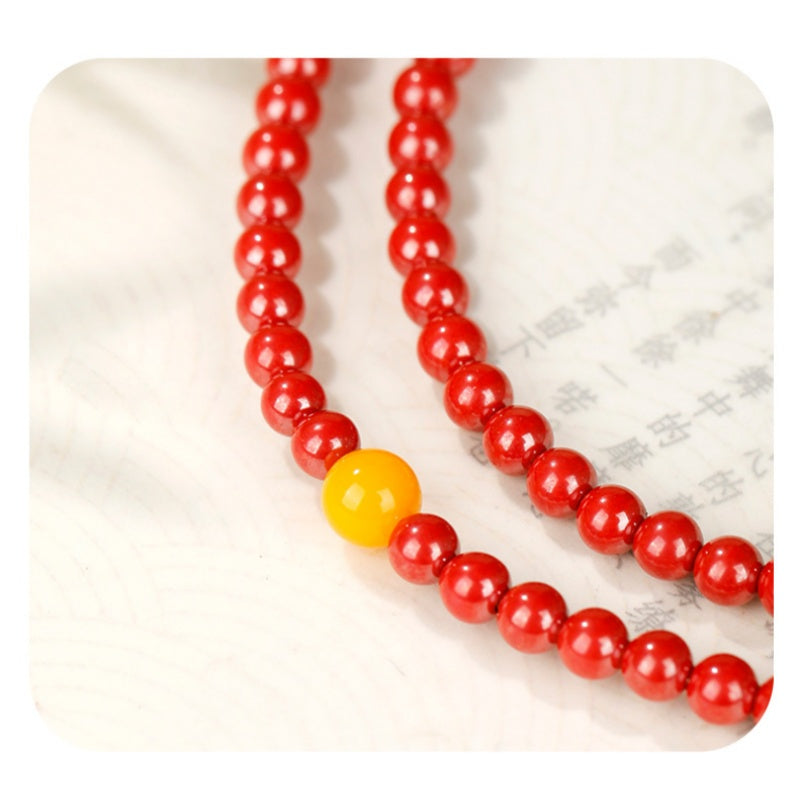 Steady Turns-Cinnabar Jadeite Triple-Wrap Bracelet