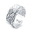 Lucky Lotus Heart Mantra Silver Ring