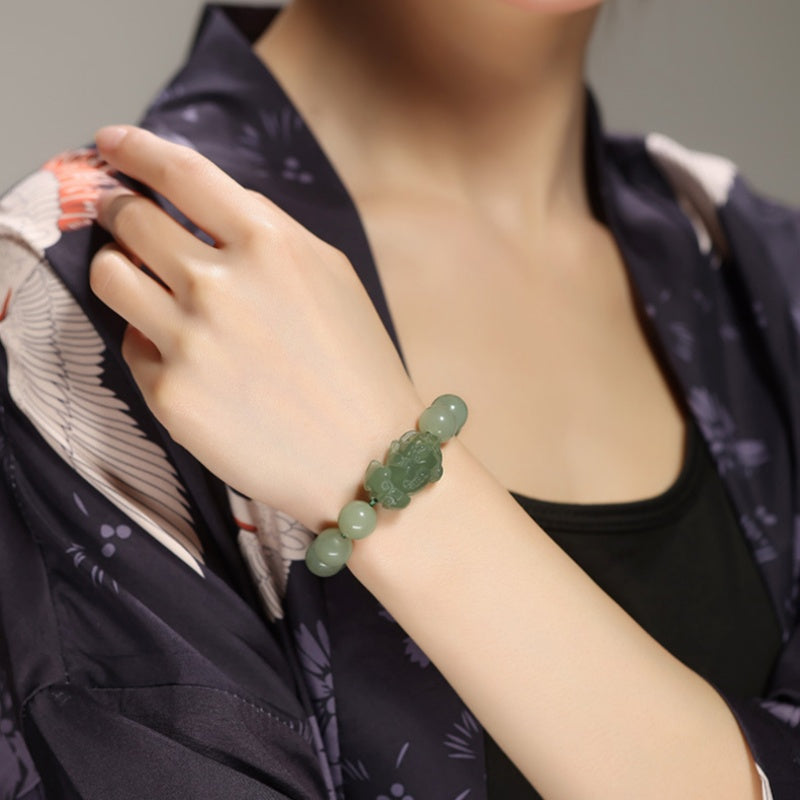 Pixiu Nephrite Jade Bracelet-A Wish for Prosperity