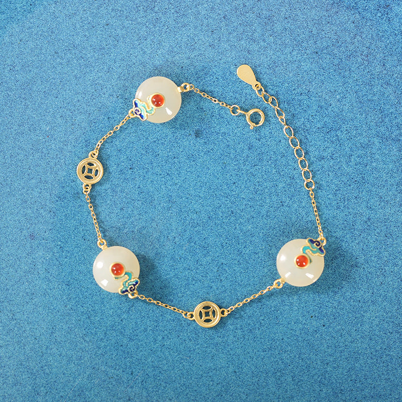 Cloud & Coin Nephrite Jade Bracelet-A Wish for Fortune