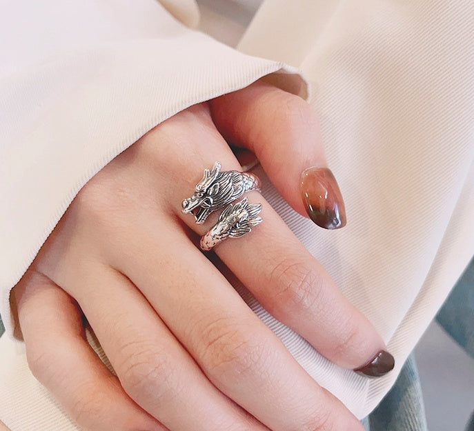 Sterling Silver Dragon Adjustable Ring-Quiet Strength