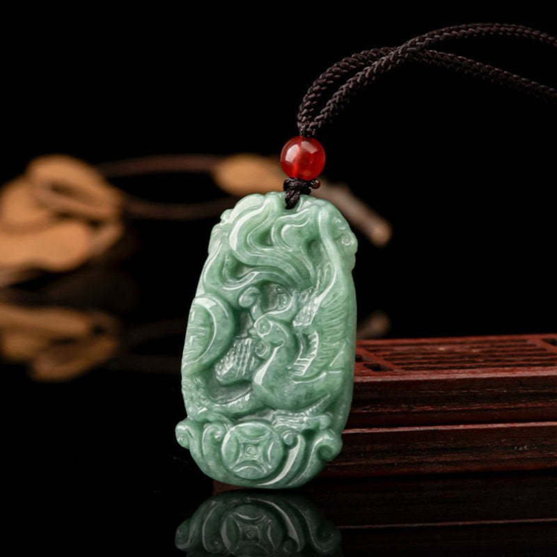 Dragon & Phoenix Couple Jade Pendant Set-Love, Harmony & Lasting Blessings