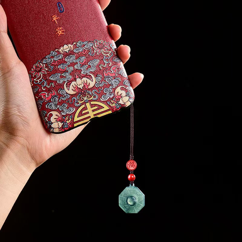 Quiet Guardian Jade Bagua Phone & Keychain Charm Description