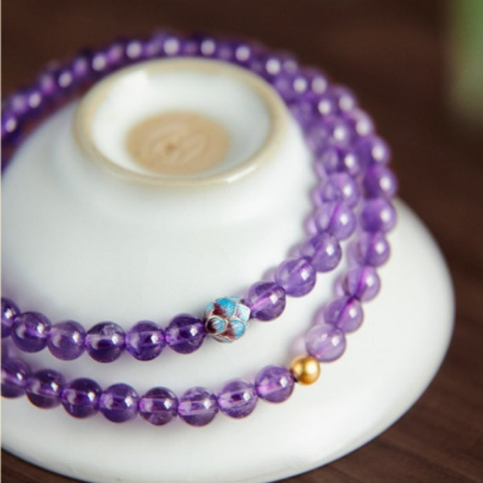 Armband mit 108 Buddha-Perlen aus natürlichem Amethyst