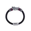 Men’s Sterling Silver Dragon Head Handmade Rope Bracelet -Protection&Luck