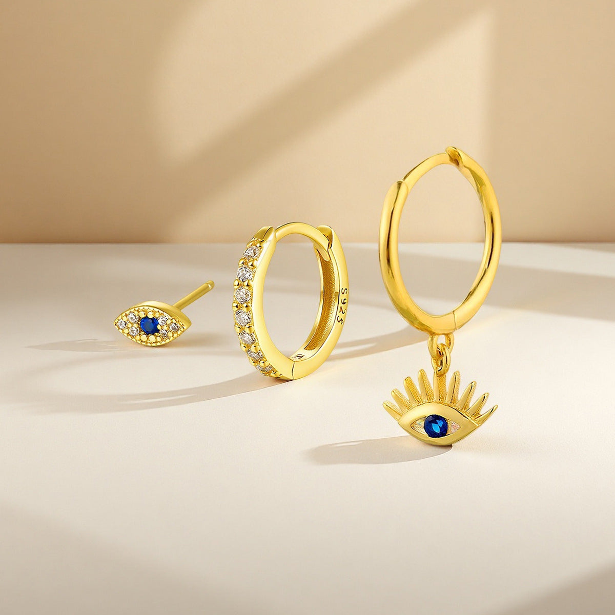Evil Eye Earring Trio-Blue Accents and Sparkle
