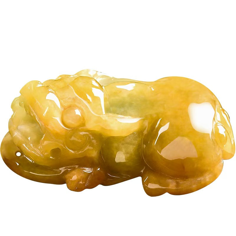 Natural Yellow Jade Pixiu Pendant – Symbol of Prosperity, Protection & Confidence
