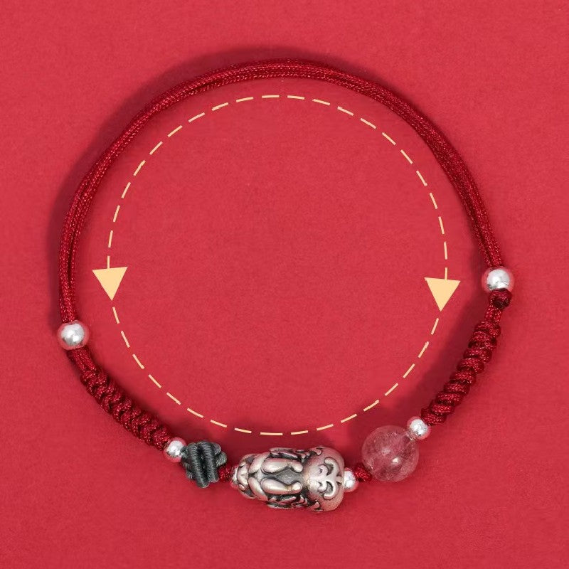 999 Silver Pixiu Red String Couple Bracelet-Protection and Wealth