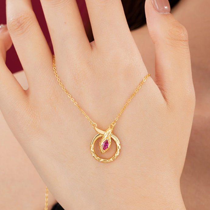 Endless Renewal-Zodiac Snake Pendant Necklace