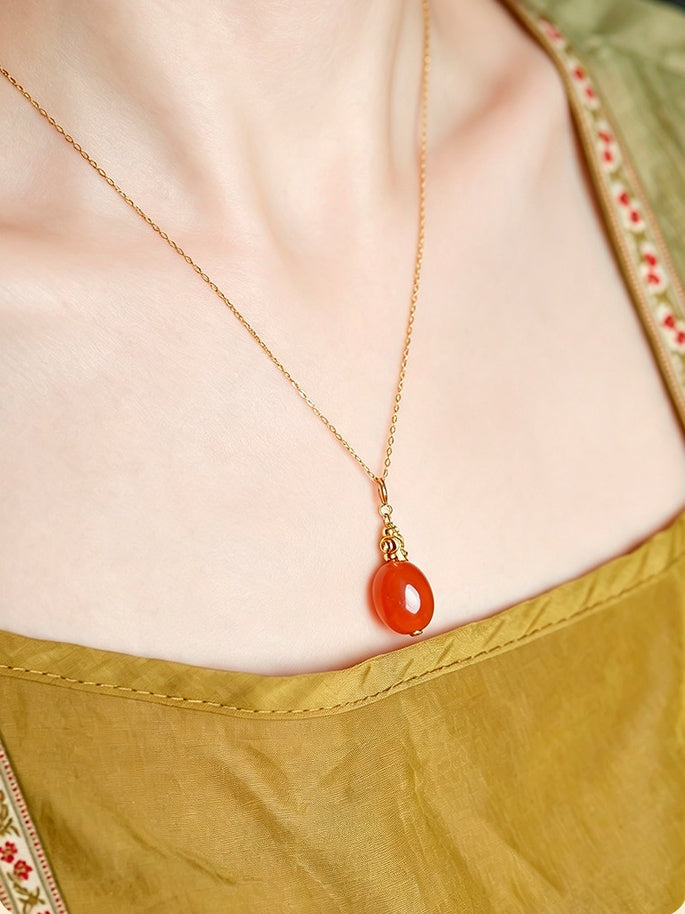 Fortune by Your Side-Red Jade Jadeite Necklace
