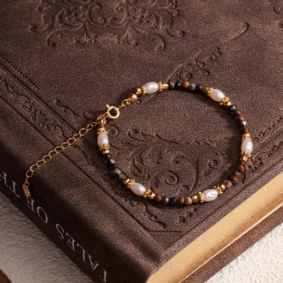 Pietersite Freshwater Pearl Bracelet-Quiet Starlight