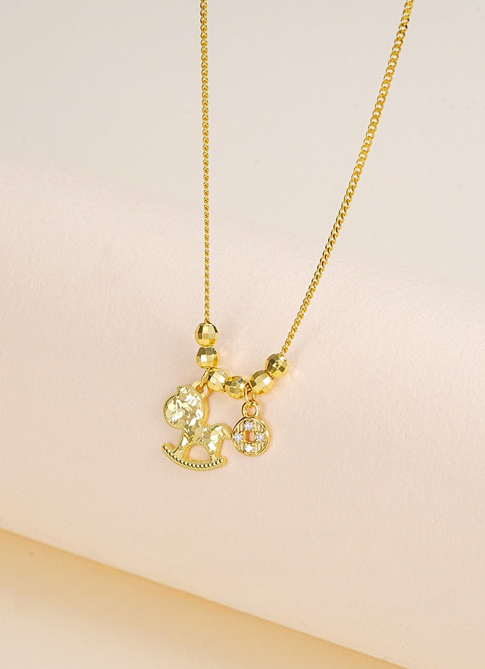 Golden Spark Horse Wealth Coin Necklace – 925 Silver Lucky Charm for 2026 Fortune