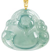 Blue Jadeite God of Wealth Pendant – Natural Ice-Type Jade Necklace with 18K Gold Setting