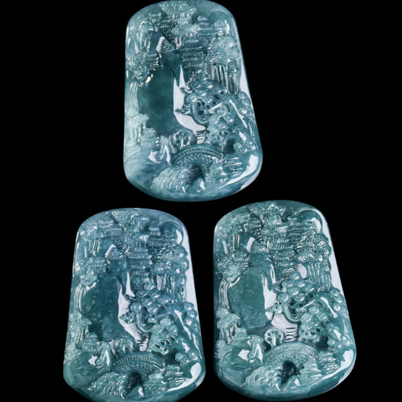 Landscape Jade Pendant-Live Calmly and Move Forward Steadily