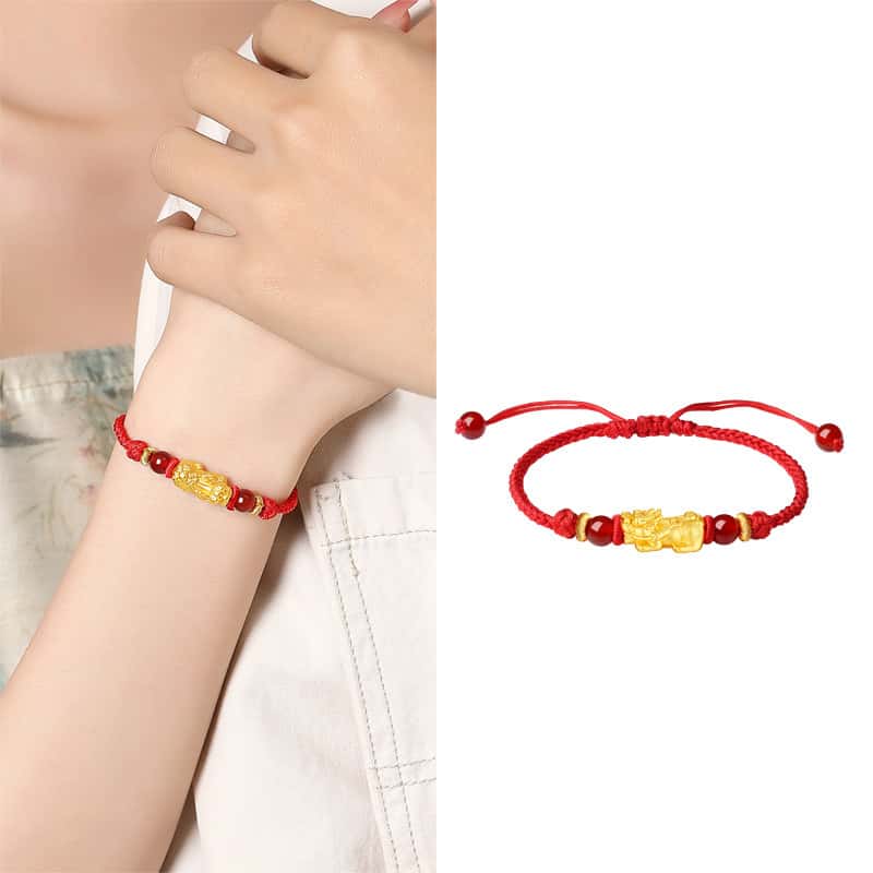 Welcoming Fortune-Pixiu Obsidian and Red Agate Couple Bracelet Set