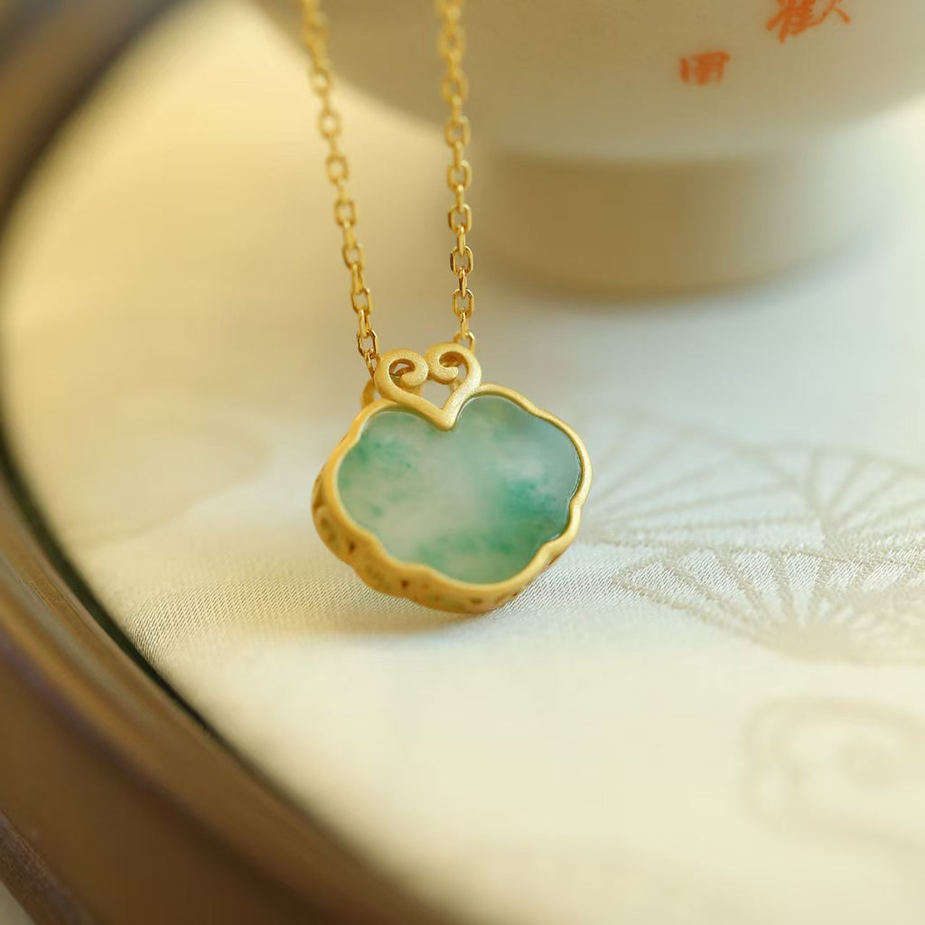 Auspicious Clouds Natural Emerald Necklace-Attract Wealth