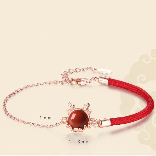 Yeaf of Dragon Red Agate Jewelry Set-Attract Good Luck