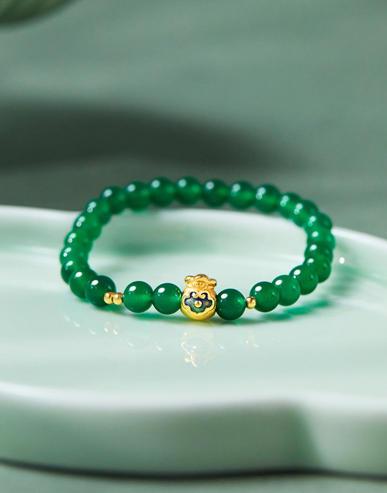 Ruyi Blessing Pouch Chalcedony Bracelet – Serenity, Joy & Good Fortune