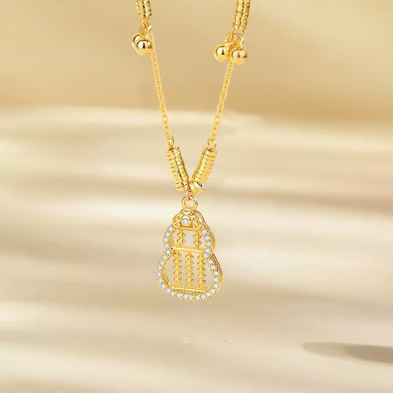 Gold Abacus Calabash Necklace — Wealth • Blessings • Abundance