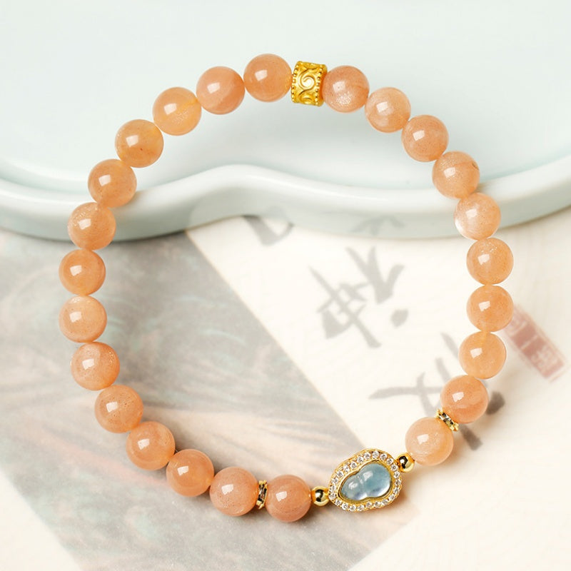 Ice Jade Gourd Sunstone Bracelet-Welcome Good Fortune