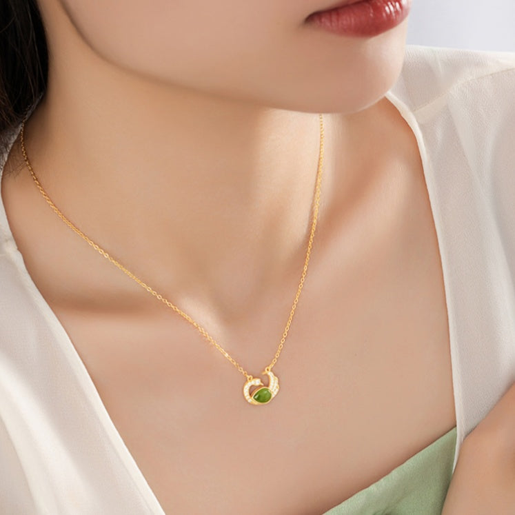 Swan Nephrite Jade Necklace-Peace & Joy