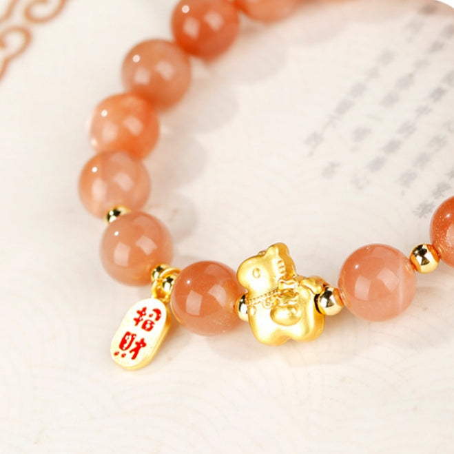 Sunstone "Year of the Horse" Good Fortune Bracelet – 18K Gold Vermeil & Natural Vitality