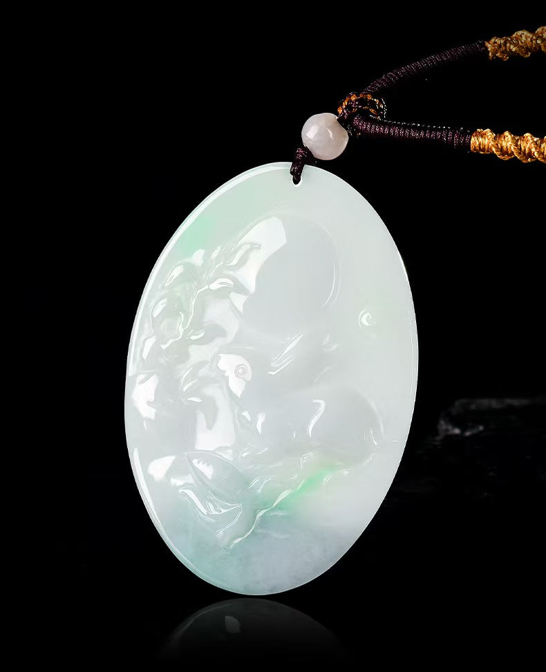 Rabbit Gazing at the Moon Jadeite Pendant – Hope, Serenity & New Beginnings