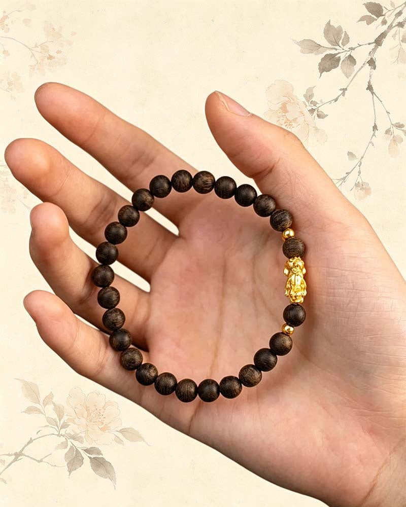 Calm & Prosperity-Pixiu Agarwood Bead Bracelet