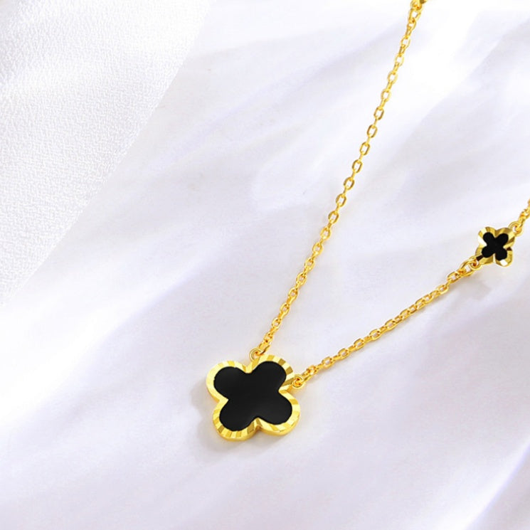 Four-Leaf Clover Gilded Silver Necklace-Grace and Fortune