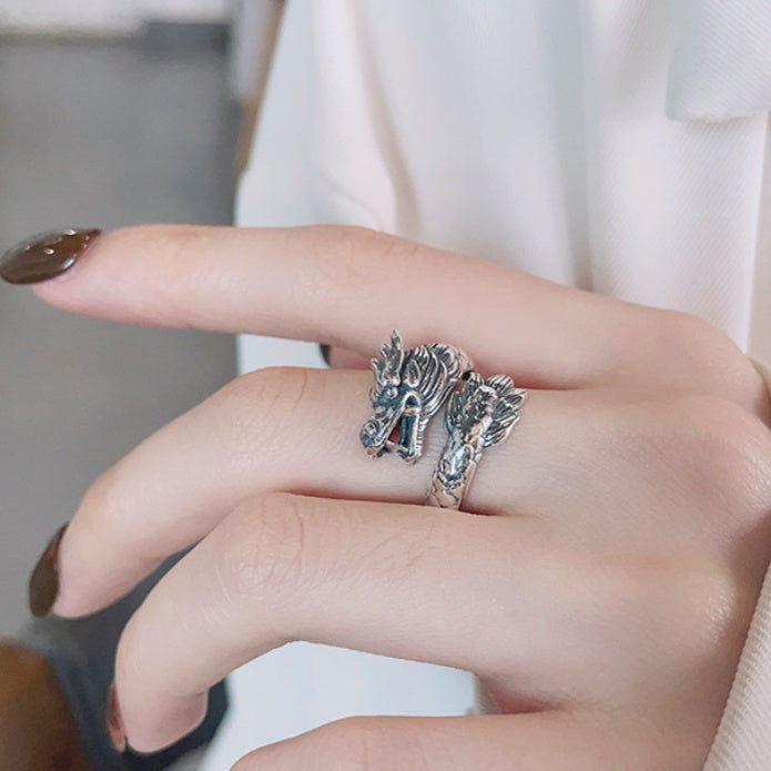 Sterling Silver Dragon Adjustable Ring-Quiet Strength