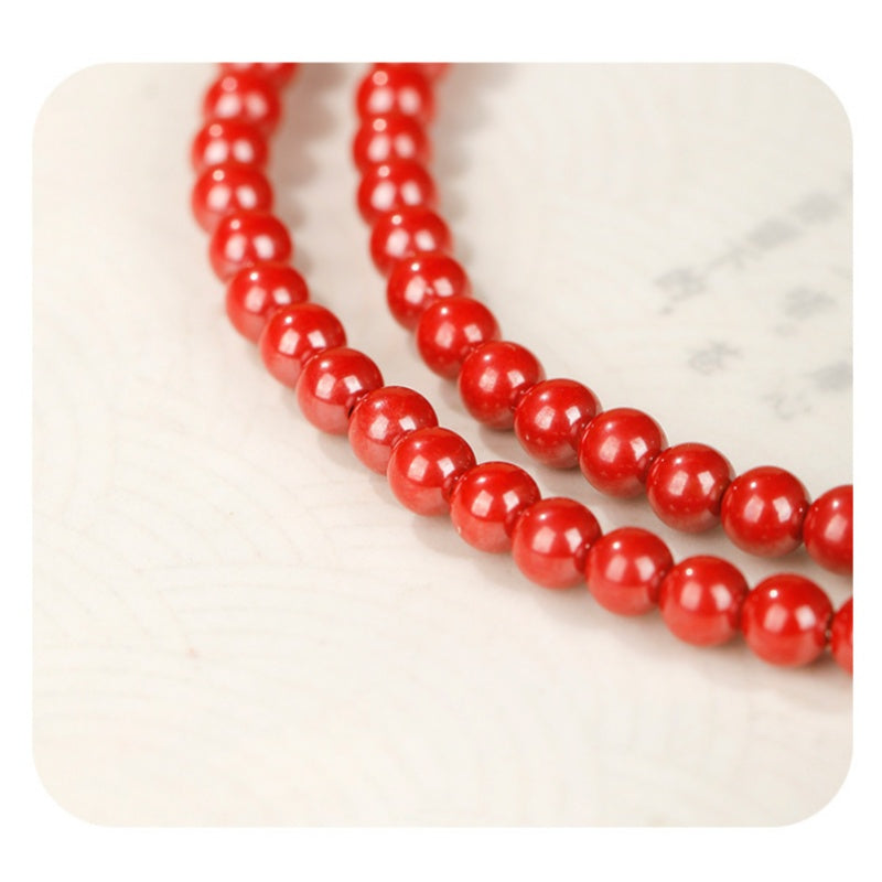 Steady Turns-Cinnabar Jadeite Triple-Wrap Bracelet