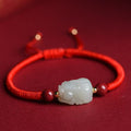 Hetian Jade Pixiu Hand-Woven String Couple Bracelet-Protection and Wealth