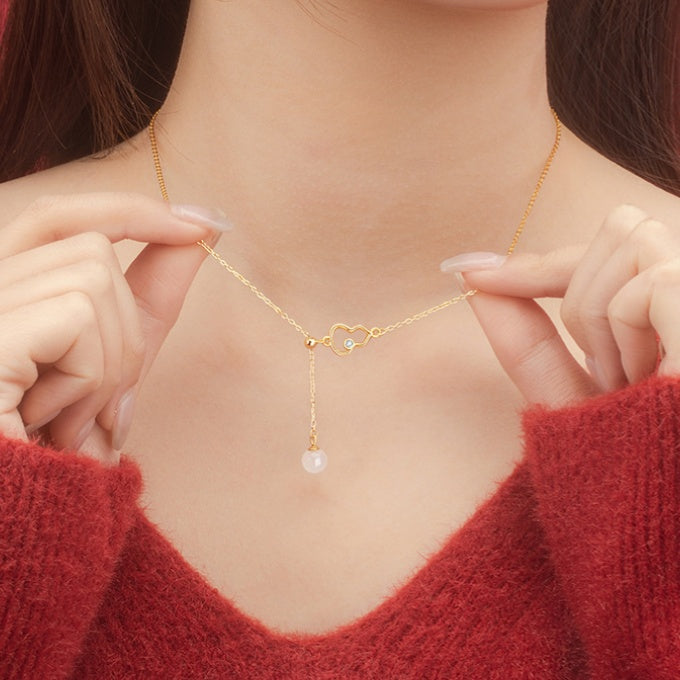 Blessings & Prosperity-Gourd Chalcedony Tassel Necklace