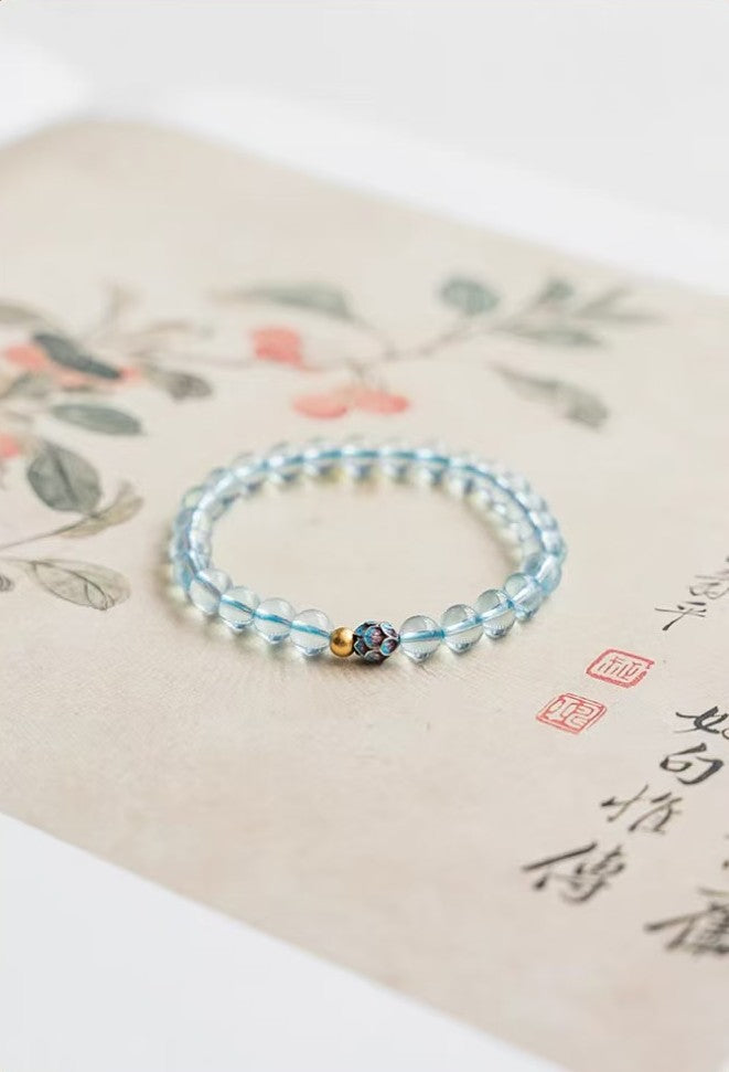Lotus Flower Aquamarine Bracelet-Luck Transferring