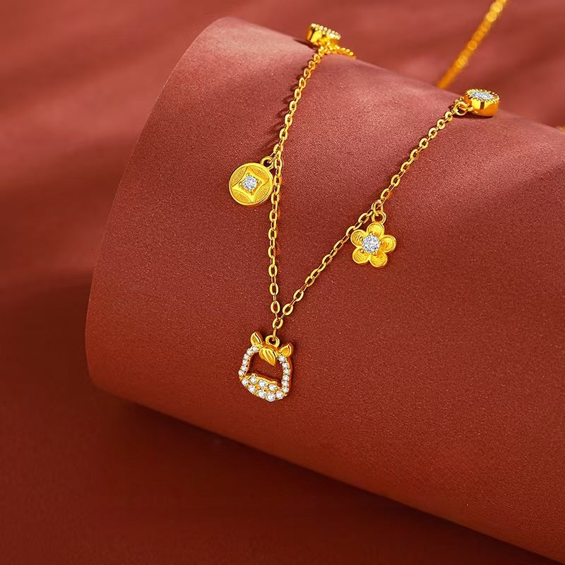 Money-Bloom Horse Necklace – S925 Gold Plated · Fortune, Luck & New Beginnings