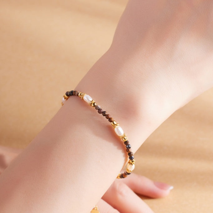 Pietersite Freshwater Pearl Bracelet-Quiet Starlight