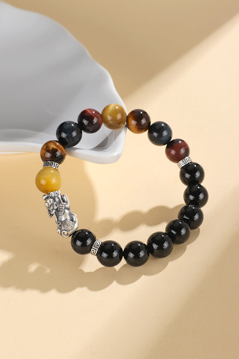 Black Agate Pixiu Wealth Protection Bracelet