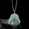 Grade A Jade Laughing Buddha Pendant – Women’s S925 Silver Mounted Bean-Type Jade Amulet