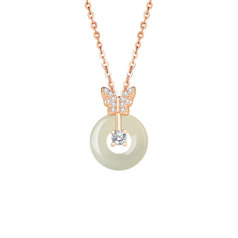 Butterfly Nephrite Jade Necklace-Peace and Happiness