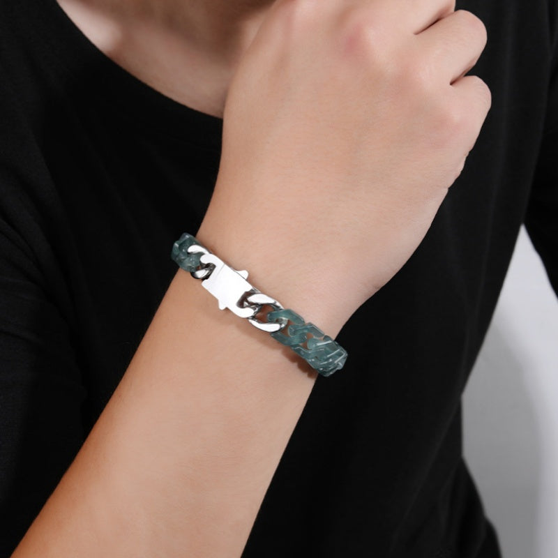 Blue Jade Cuban Bracelet-Confidence Connection