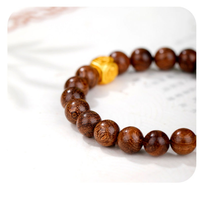Silver-Plated Lucky Horse Gold Silk Sandalwood Bracelet-Courage into Abundance