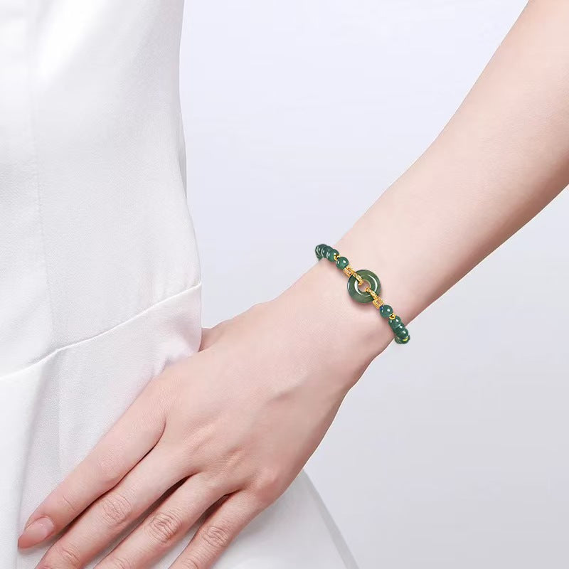 Centered Harmony Jade Bead Bracelet