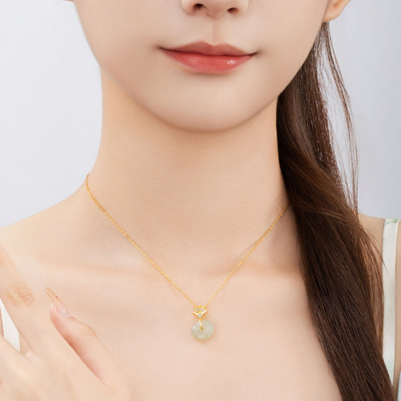 Lotus Nephrite Jade Necklace-Purity in Bloom