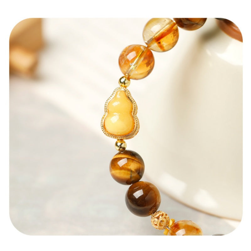Yellow Tower Crystal Gourd Tiger’s Eye Bracelet-Steady Fortune