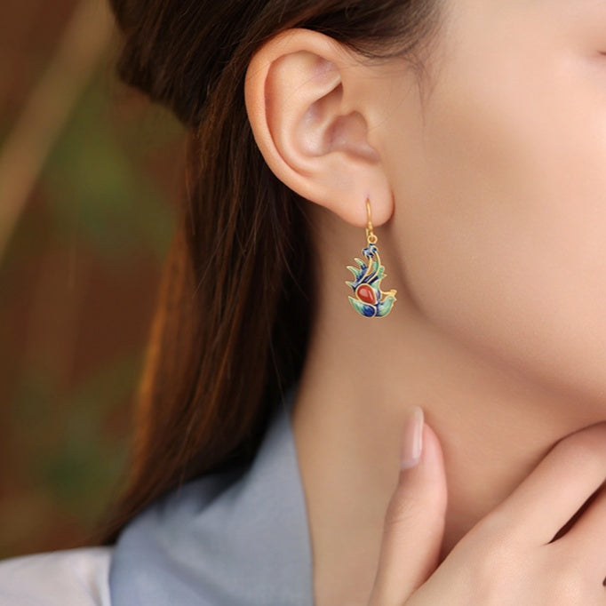 Phoenix Red Agate Drop Earrings-Grace in Full Color