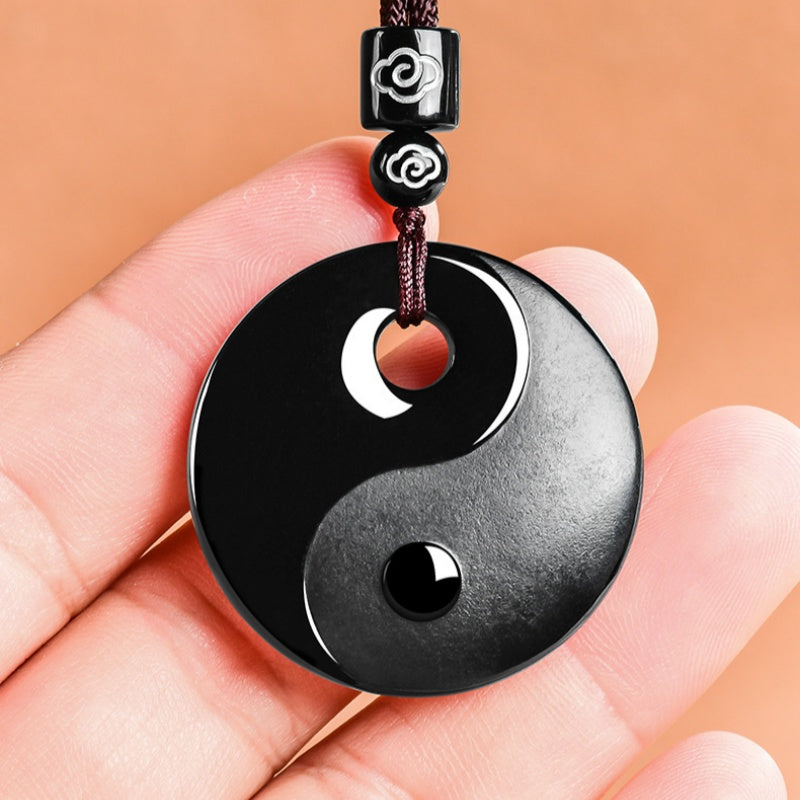 Natural Black Jade Yin Yang Tai Chi Pendant-Balance Protection