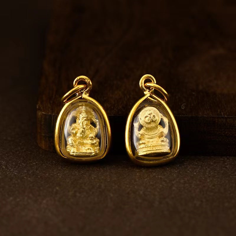 Gold Thai Buddha Amulet Phra khruang Necklace-Protection and Prosperity