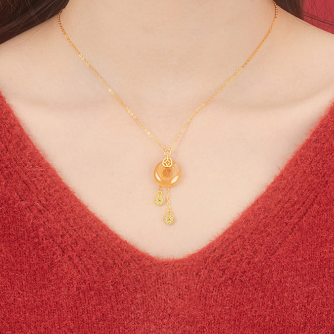 Coin Red Agate Necklace-Lasting Peace and Prosperity